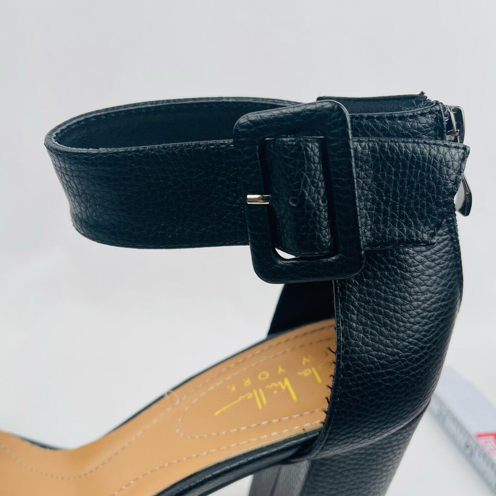 Nicole Miller Women Black Block Heel Sandals Buckle Back Zip Shoes Size 9 - Picture 7 of 12